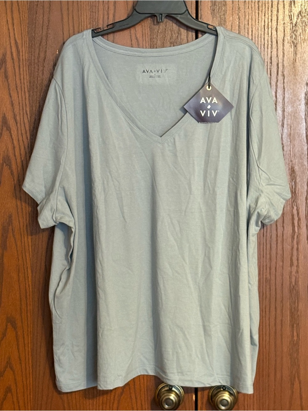Ava & Viv V-Neck Tee in Sage Gray